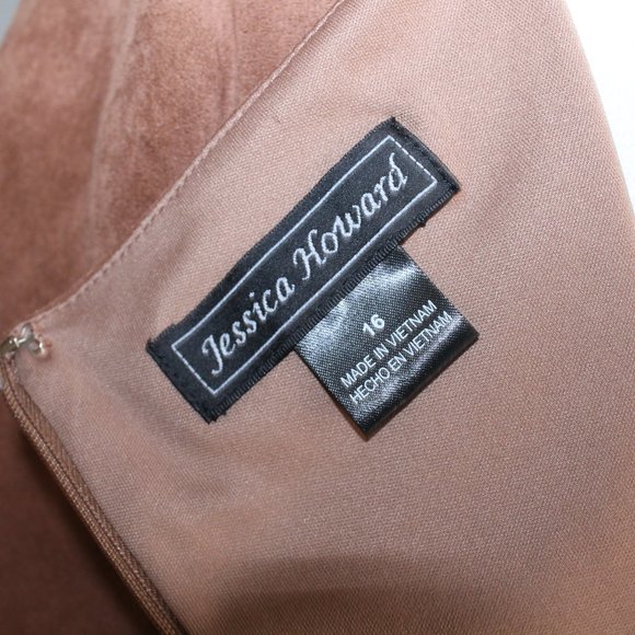Jessica Howard Tan Suede Dress with Rivet Hem 16 - Picture 7 of 10